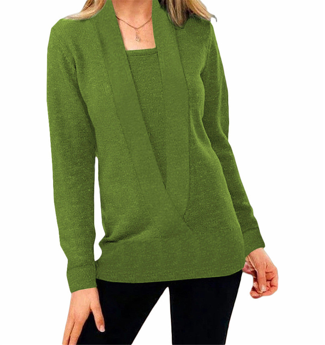 Dame elegant strikpullover med blød V-hals og stilfuld pasform Stilla