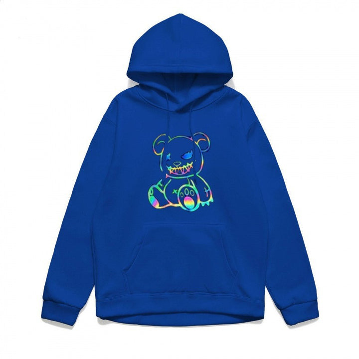 Dame hoodie sweatshirt med sejt bjørnemotiv og komfortabel pasform Skovae