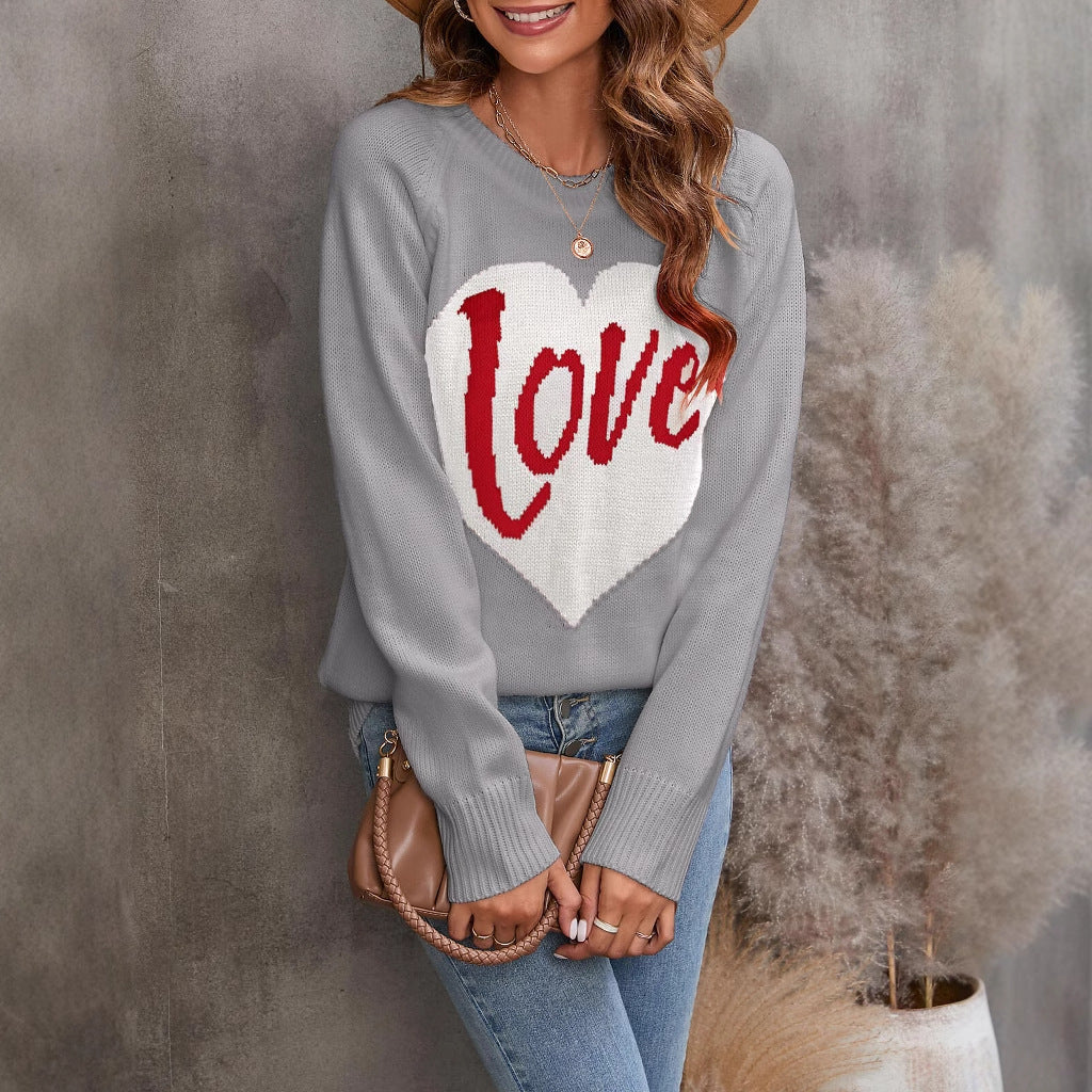 Kvinders strikkede sweater med hjerte-design Stilla