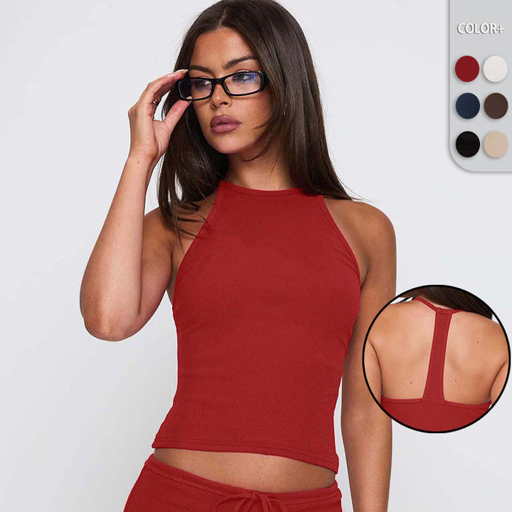 Dame Sporty Tanktop med højtstående design og elastisk ribstruktur Stilla