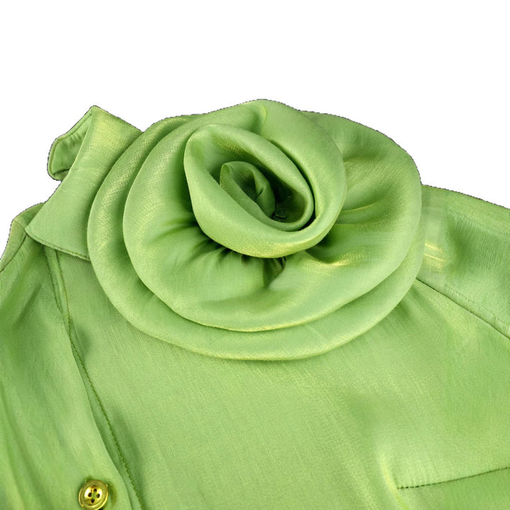 Dame Satin nederdel med blomster rynke-design og taljeret sløjfe Skovae