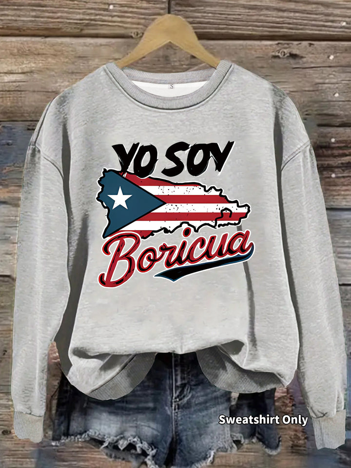 Kvinders sweatshirt med kreativ Puerto Rico design og afslappet pasform Stilla