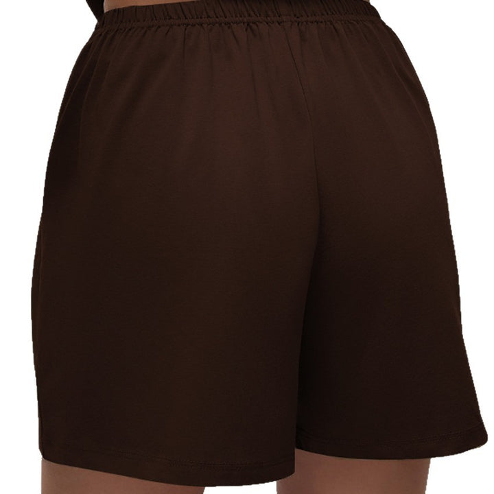 Dame afslappet Crop-Top og shorts sæt med knyttet detalje Stilla