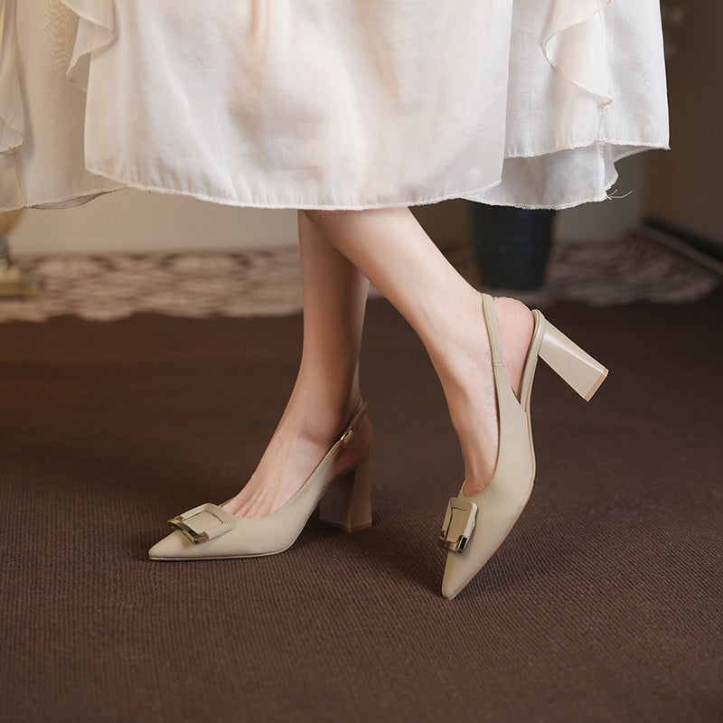 Dame spidse Slingback pumps med dekorativ spænde Stilla
