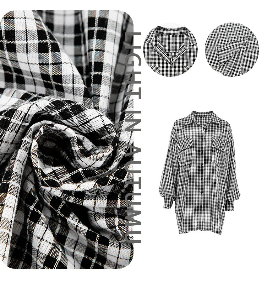Dame Oversized Ternet Bluse med afslappet snit og praktiske lommer Stilla