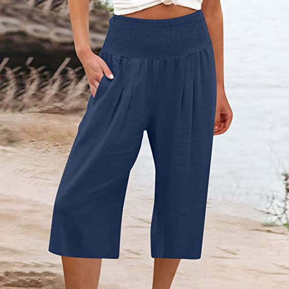 Damer Elegant løs Culotte med elastisk bælt og folder Stilla