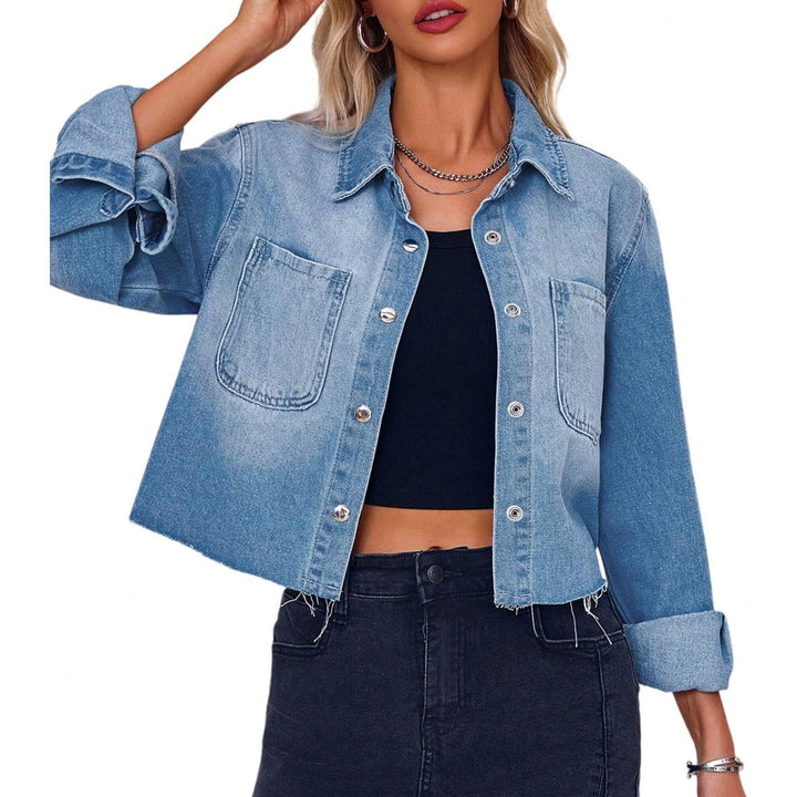 Dame Trendy Kort Jeansjakke Stilla