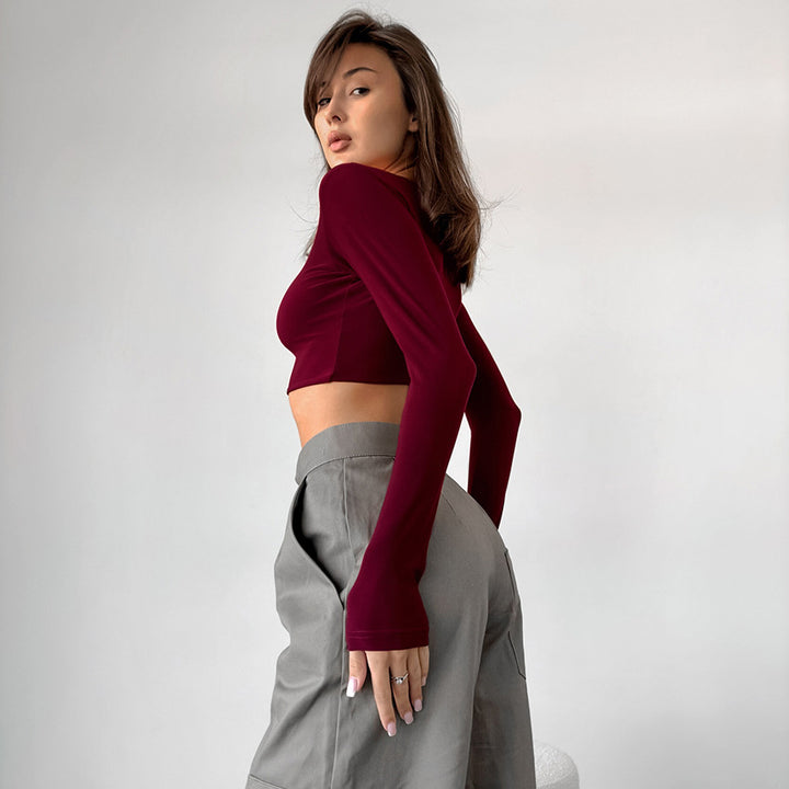 Dame Crop-Top med lange ærmer og elegant snit Stilla