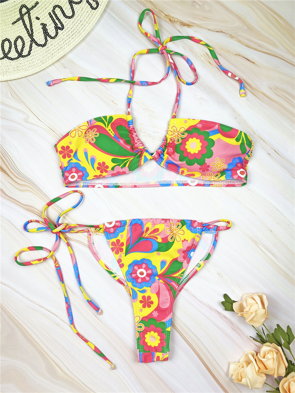 Dame Bandeau Stil Højskåret Bikini Sæt Stilla