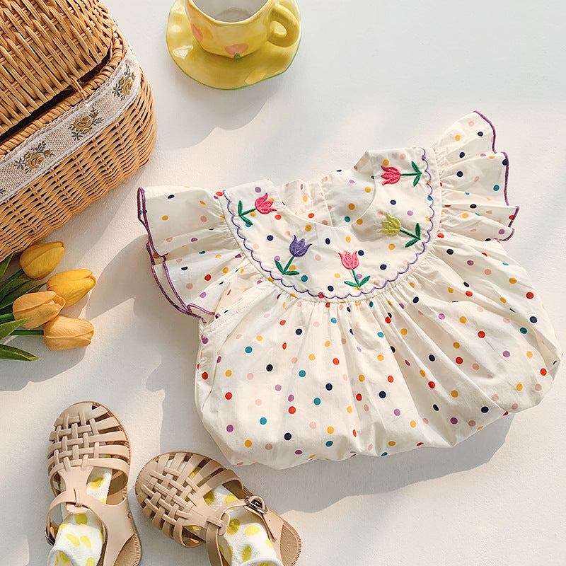 Pige broderet blomster polyesterdress Stilla