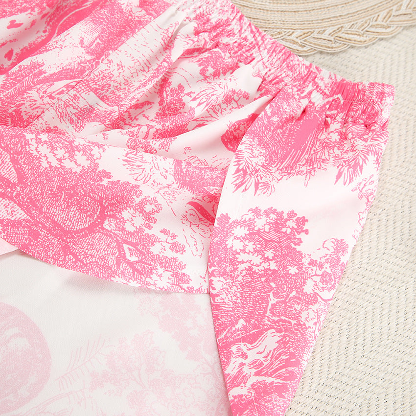 Dame Kimono-inspireret Loungewear-sæt med elastisk talje og raffinerede detaljer Stilla