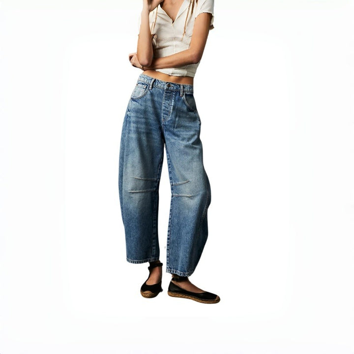 Dame Bredde High-Waist Jeans i Vintage-look med usædvanlig vaskemetode Skovae
