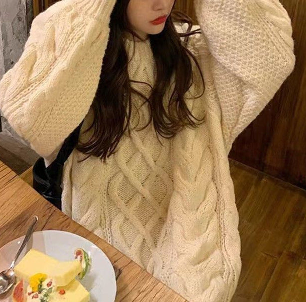 Kvinder Chunky Strik Sweater med Kabelmønster og Løs Pasform Stilla
