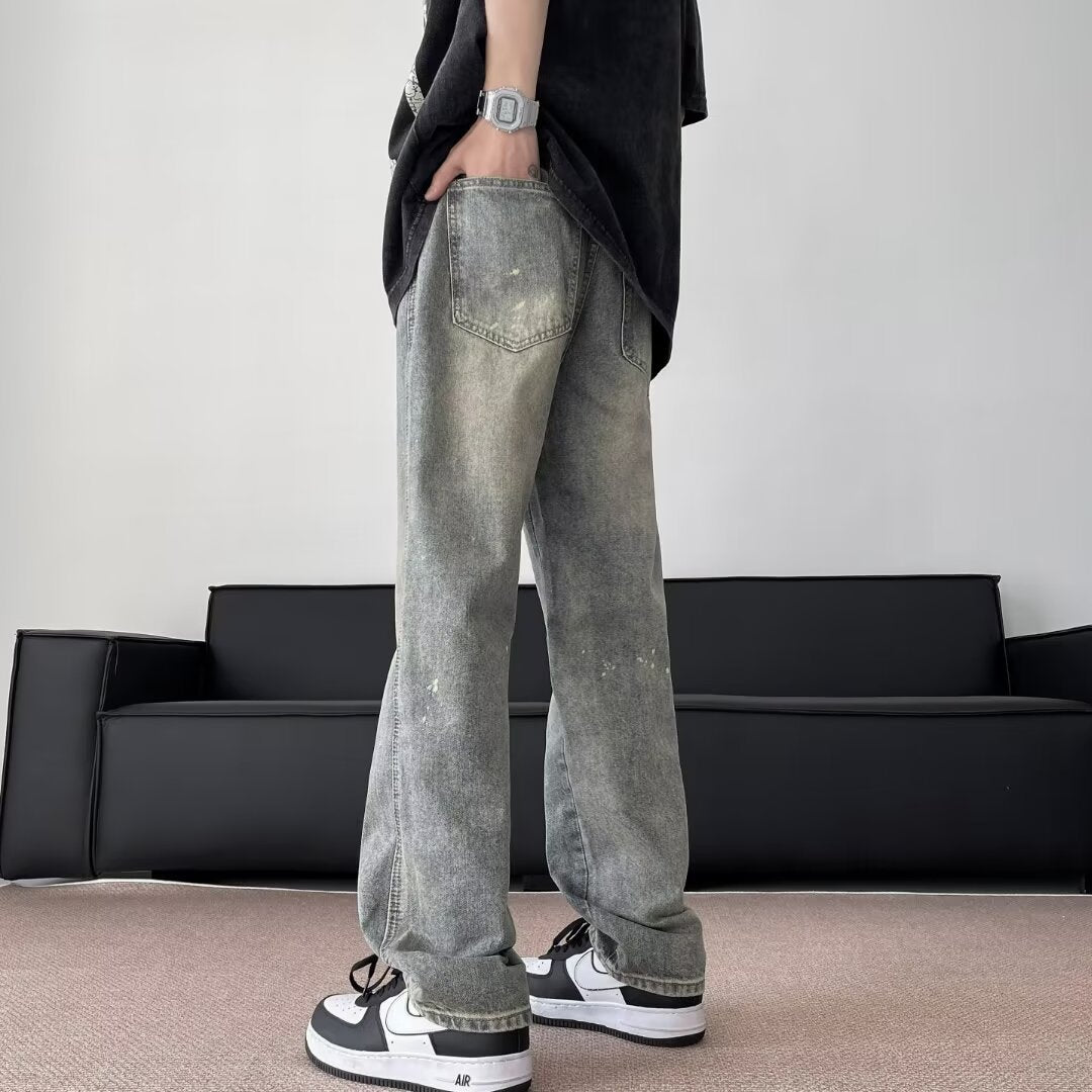 Herrer afslappede Wide-Leg Jeans med unik vintage-effekt og afslappet pasform Stilla