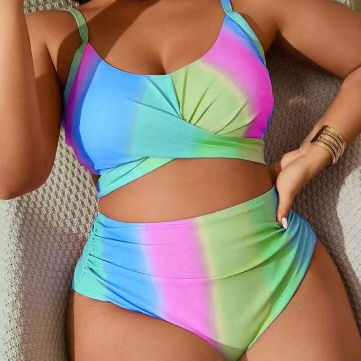Dame bikini-sæt med moderne indpakning og høj talje Skovae