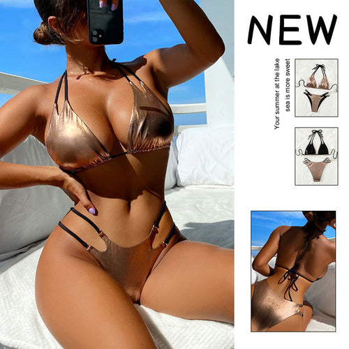 Dame Triangle-Bikini med elegante snøringsdetaljer Skovae