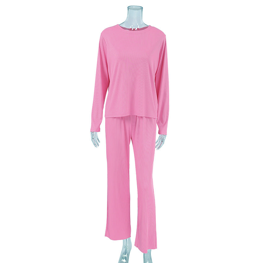 Dame hyggeligt lounge-sæt med cropped top og vide bukser Stilla