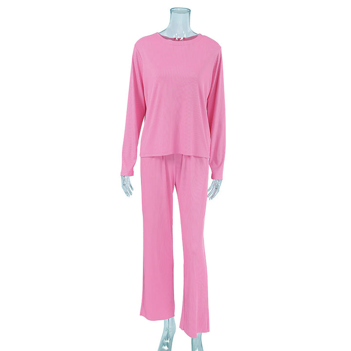 Dame hyggeligt lounge-sæt med cropped top og vide bukser Stilla