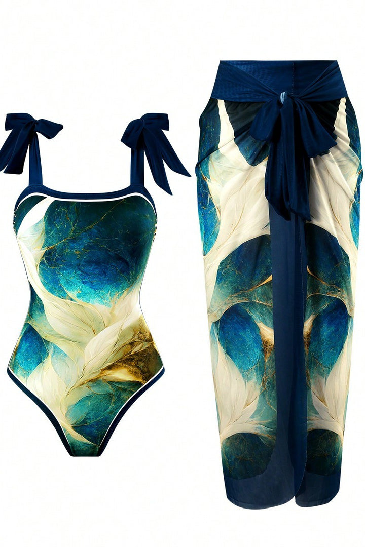 Dame Einteiler badedragt med flot wrap skirt-look Skovae