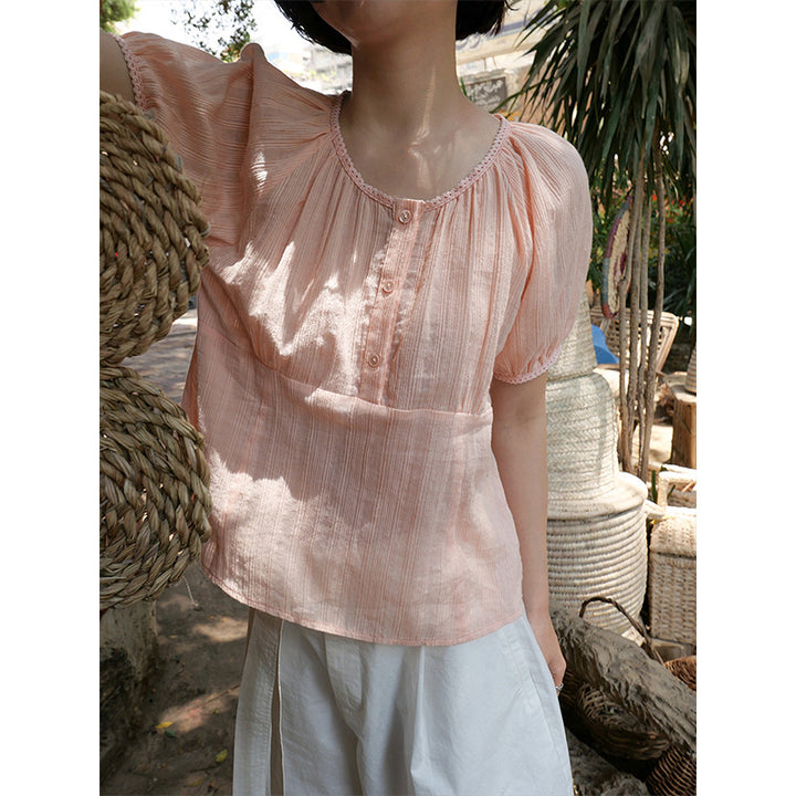 Dame afslappet bluse med let rynke design og flatterende snit Stilla