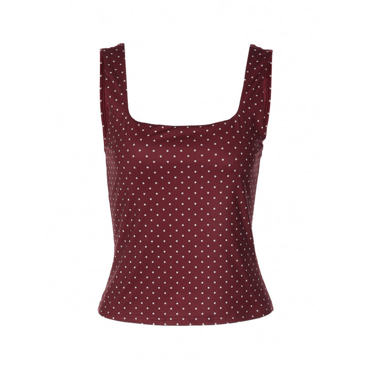 Damen Polka-Dot Top mit schmalem Schnitt und quadratischem Ausschnitt Skovae