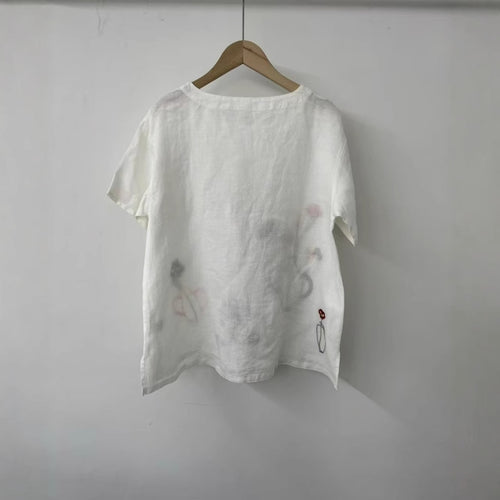 Dame Broderet Linned Relaxed Fit Overdel Stilla