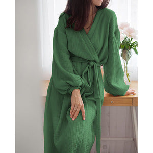 Dame Kimono-Robe med elegante lange ærmer og taljerbar bælte Stilla