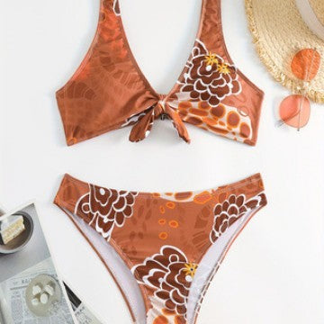 Dame Crop-Bikini med blomster-knot-design Skovae