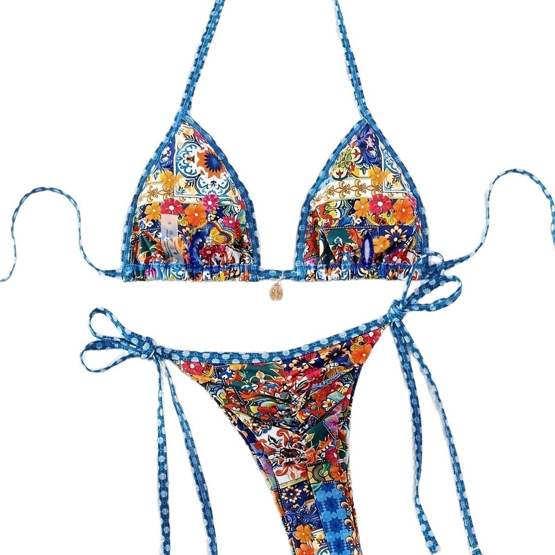 Dame Triangle-Bikini-Sæt med blomsterprint Skovae