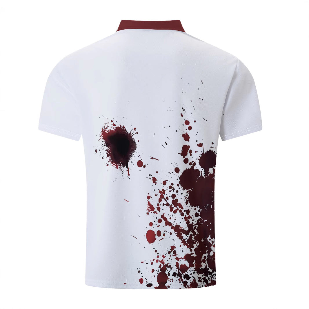 Herrer Poloshirt med kreativt blodsprøjtedesign og humoristisk tryk Stilla