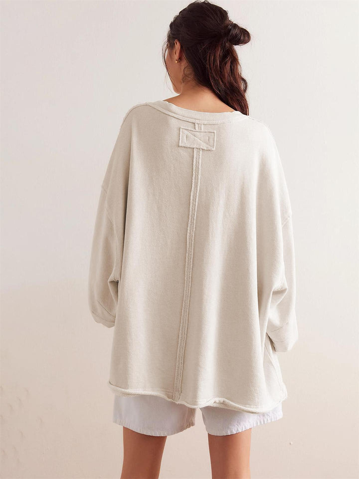 Dame Oversized Sweatshirt med dyb V-hals og afslappet snit Stilla