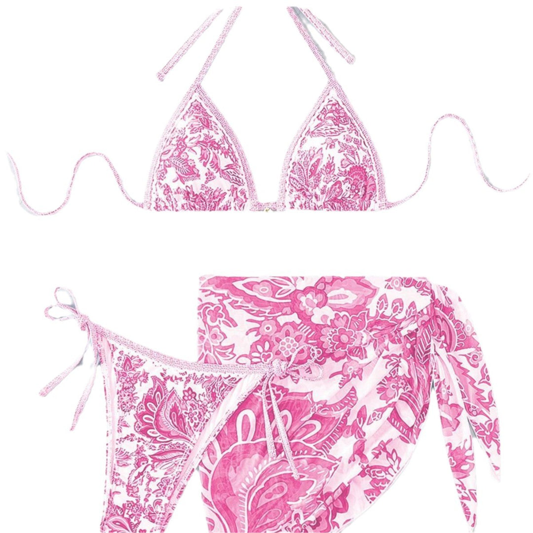 Dame triangel-bikini-sæt med elegant indpakningsskørt Skovae