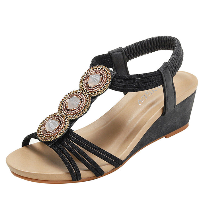Dame Wedge-sandaler med elegant remdesign og luksuriøse smykkedetaljer Stilla