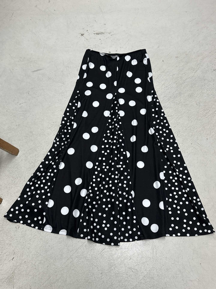 Dame maxiskørt med kontrasterende polka-dot design og bred skæring Skovae