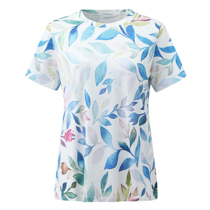 Dame T-shirt med floraltryk og luftig snit Stilla