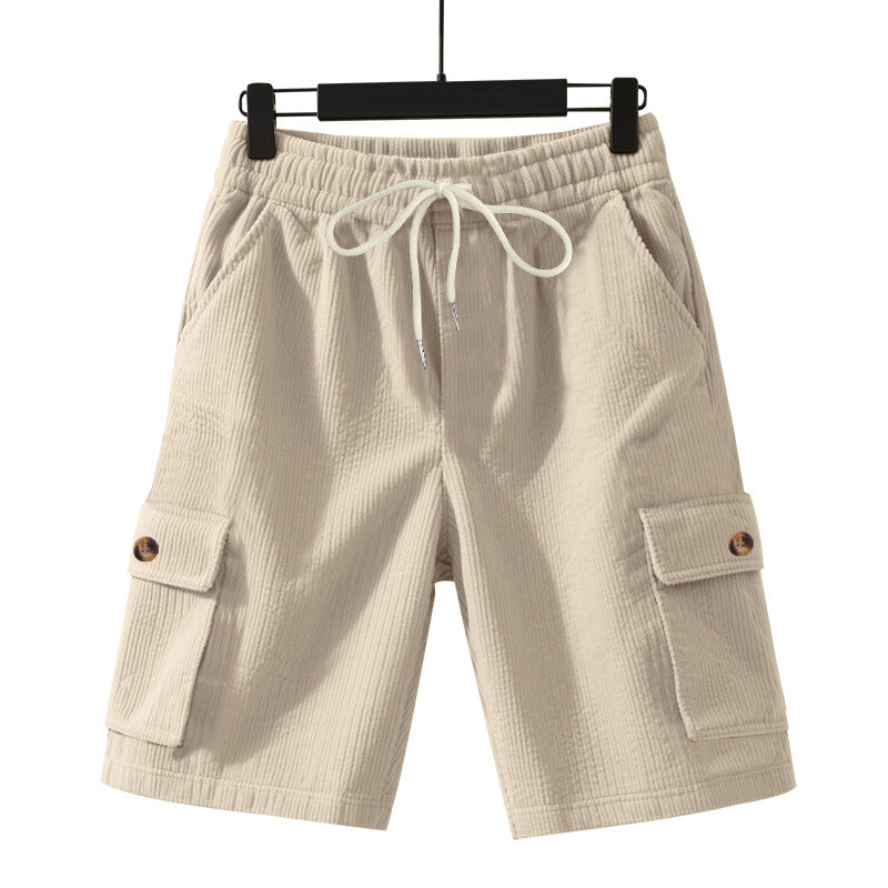 Herren nan Cord-Cargo-Shorts med elastisk tunnelstræk, påsyede cargolommer og blød bomuldsblanding Skovae