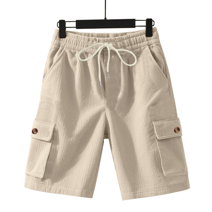 Herren nan Cord-Cargo-Shorts med elastisk tunnelstræk, påsyede cargolommer og blød bomuldsblanding Skovae