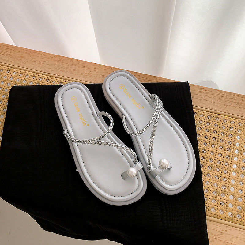 Dame toe separator med glitrende perlepynt og komfortabel sål Stilla
