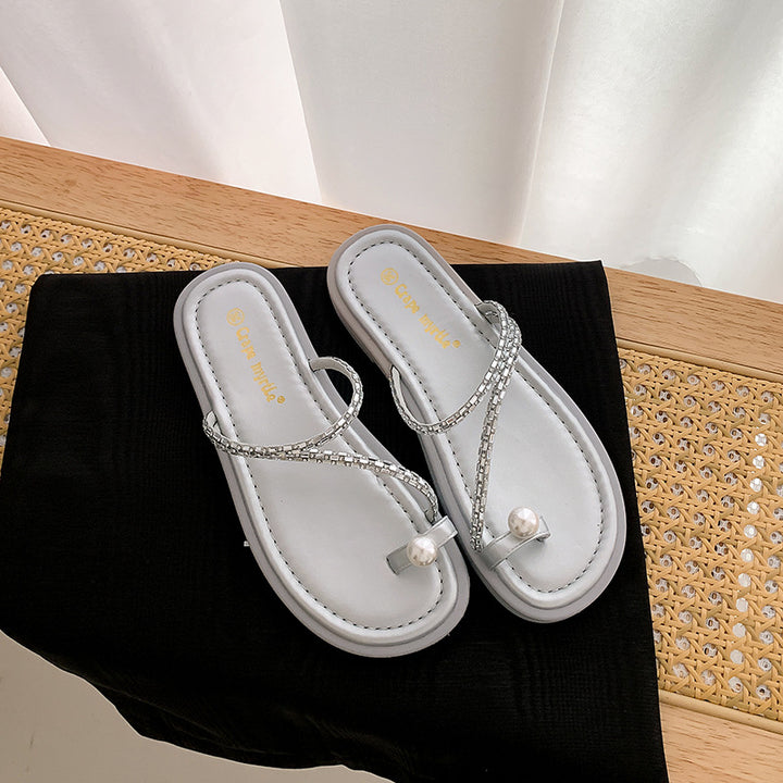 Dame toe separator med glitrende perlepynt og komfortabel sål Stilla