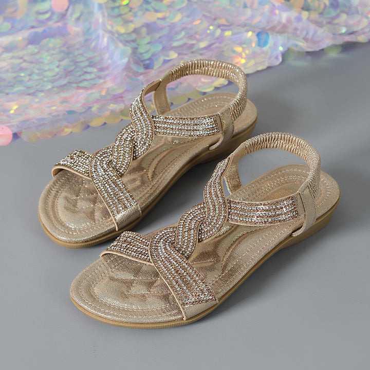Dame Elegante Sandaler med dekorative Krystalakcenter Stilla