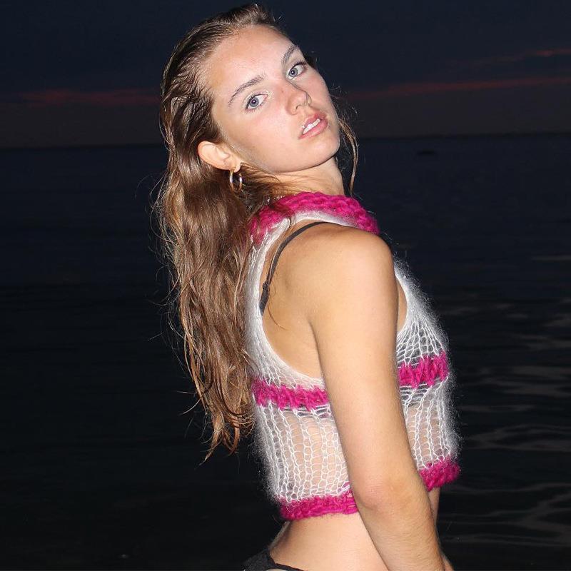 Dame hæklet strik-crop-top Stilla