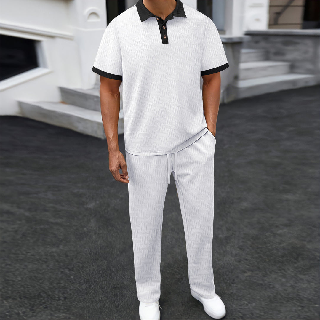 Herre afslappet fritids-sæt med struktureret overdel og behagelige bukser Stilla