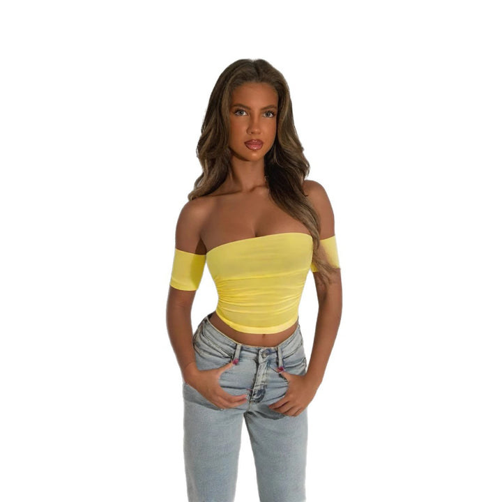 Dame Off-Shoulder Bluse i elastisk materiale med kropsformende snit Skovae