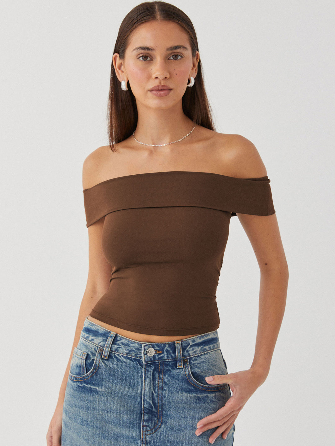 Damer Off-Shoulder Top med figursyet snit Stilla