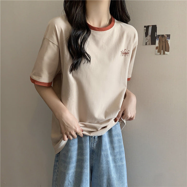 Dame Løs Oversize Grafik T-Shirt med Kontrastdetaljer Stilla