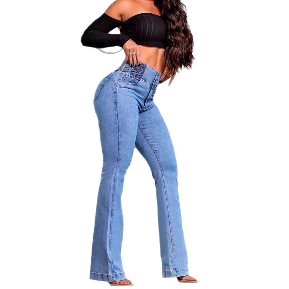 Dame Flared Jeans med høj talje og elastisk talledesign Stilla