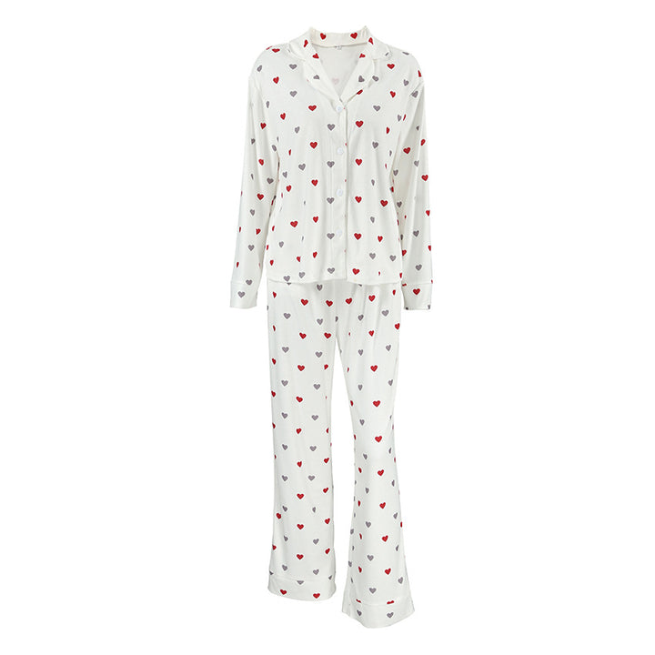 Dame pyjamasæt med hjerte-motiv og behagelig pasform Stilla