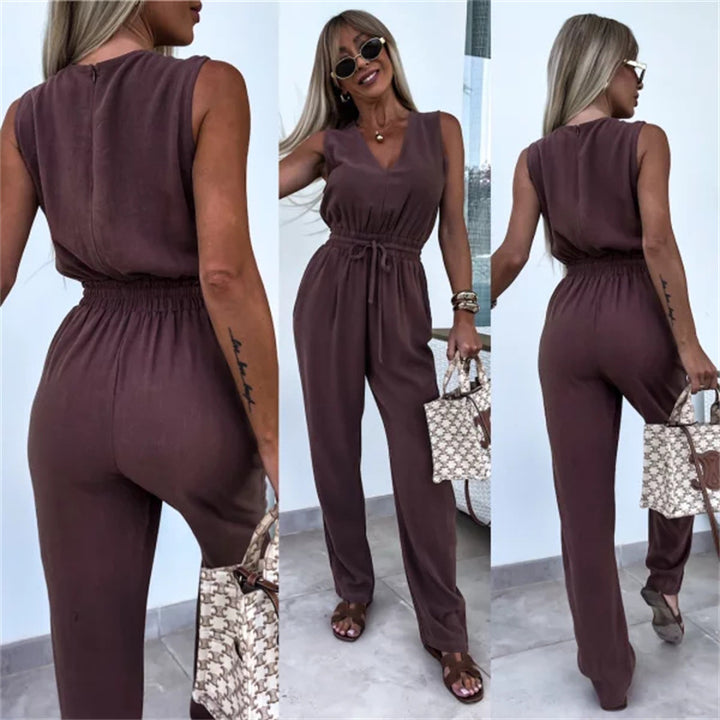 Dame komfortabel jumpsuit med elastisk taljejustering Stilla