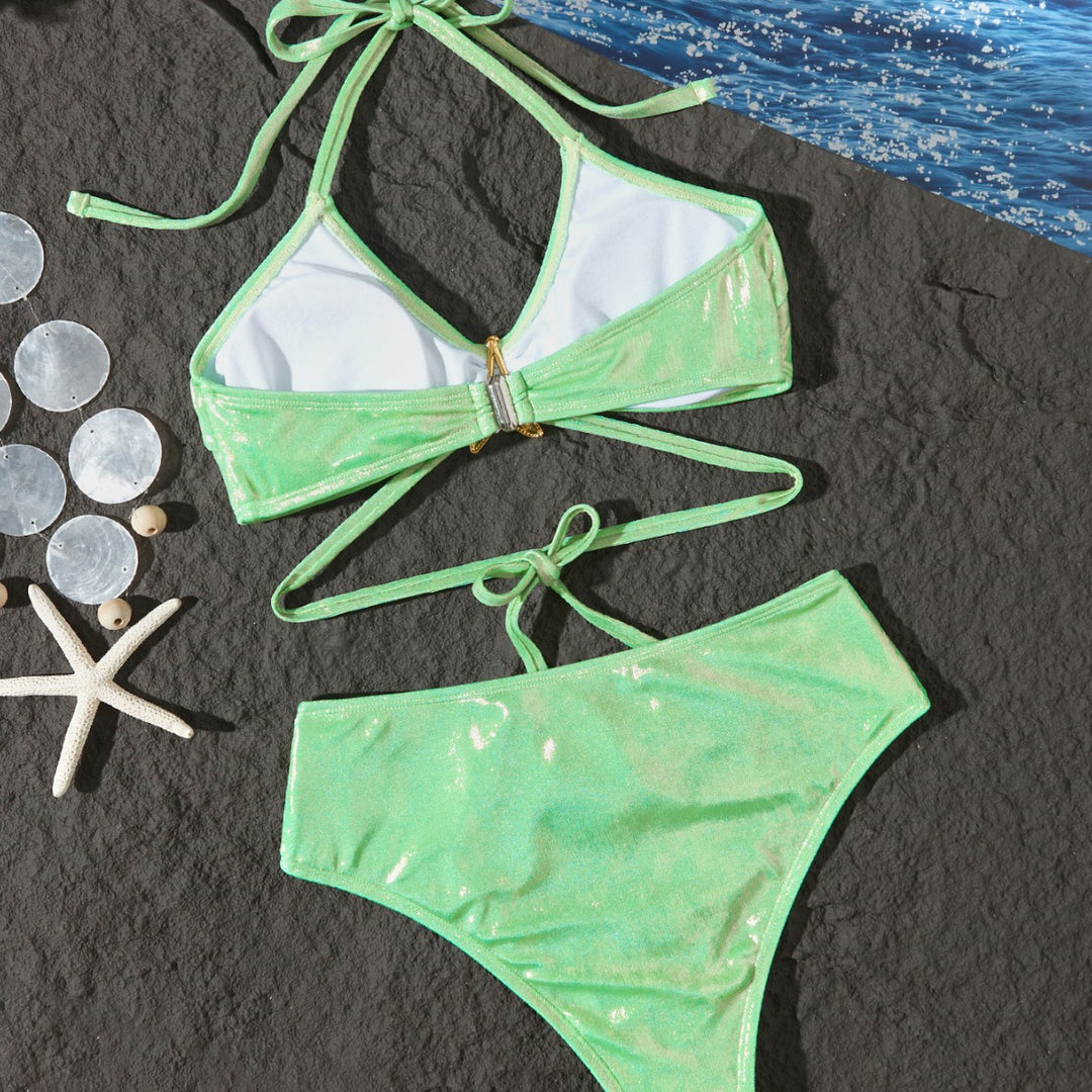 Dame Bikini-sæt med glitrende glans og justerbare stropper Stilla