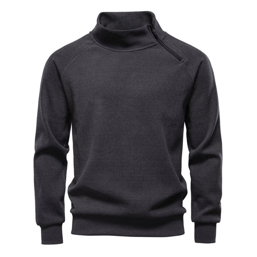 Herrer med ståkravepullover med asymmetrisk skulderlynlås og raglanærmer Skovae